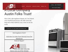 Tablet Screenshot of abaapplianceservice.com